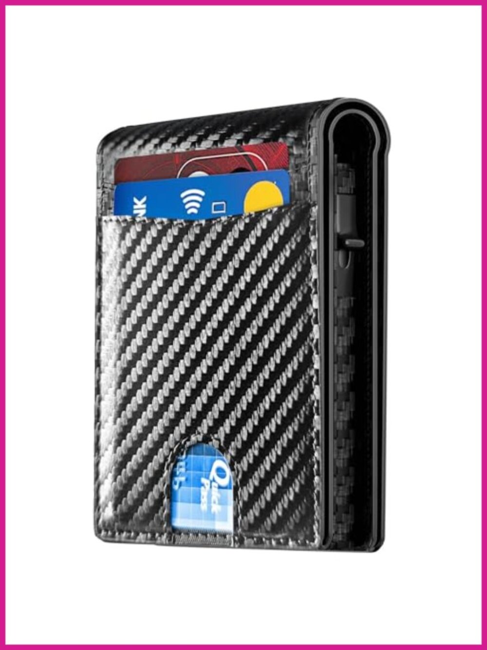 Slim Minimalist RFID Blocking Wallet with 12 Card Slots and Pop-Up Ejection,